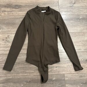 Abercrombie & Fitch Olive Ribbed Bodysuit